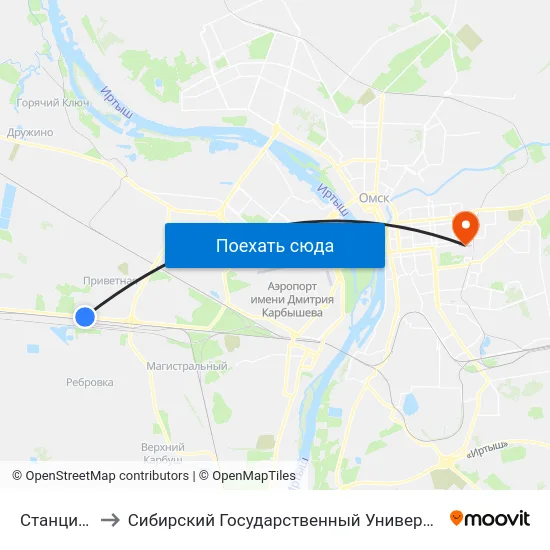 Станция Входная to Сибирский Государственный Университет Физической Культуры И Спорта map
