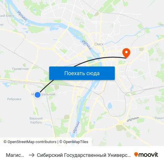 Магистральный to Сибирский Государственный Университет Физической Культуры И Спорта map