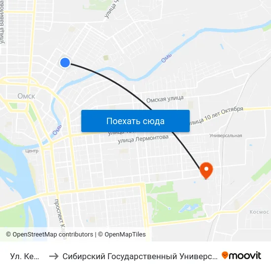 Ул. Кемеровская to Сибирский Государственный Университет Физической Культуры И Спорта map