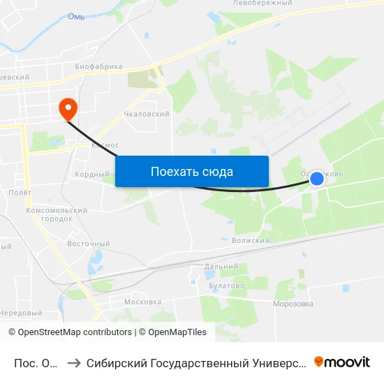 Пос. Осташково to Сибирский Государственный Университет Физической Культуры И Спорта map