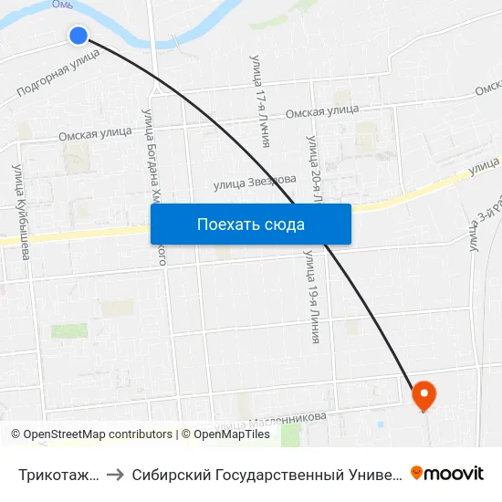 Трикотажная Фабрика to Сибирский Государственный Университет Физической Культуры И Спорта map