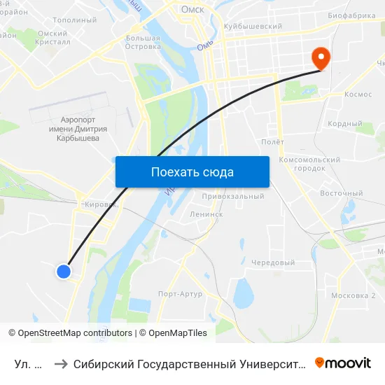 Ул. Перова to Сибирский Государственный Университет Физической Культуры И Спорта map