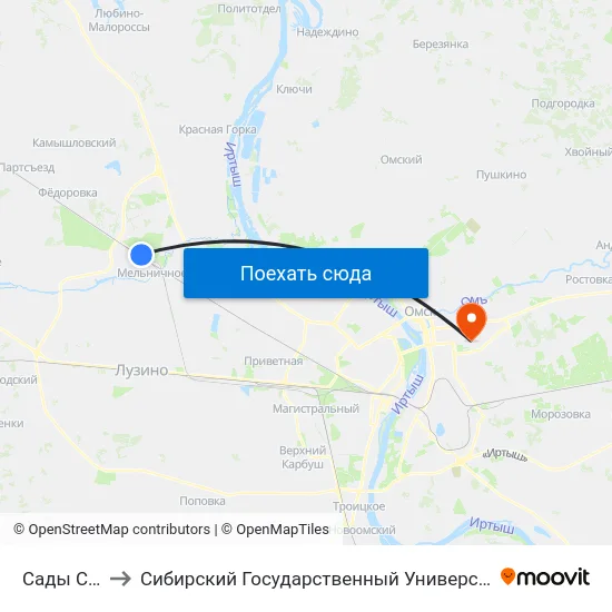 Сады Северянка to Сибирский Государственный Университет Физической Культуры И Спорта map