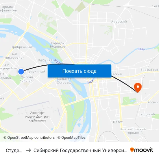 Студенческая to Сибирский Государственный Университет Физической Культуры И Спорта map
