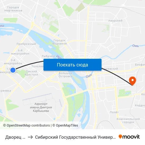 Дворец Молодежи to Сибирский Государственный Университет Физической Культуры И Спорта map