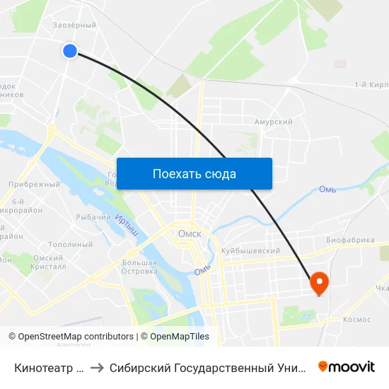 Кинотеатр Первомайский to Сибирский Государственный Университет Физической Культуры И Спорта map
