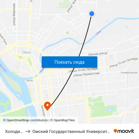 Холодильник to Омский Государственный Университет Путей Сообщения map