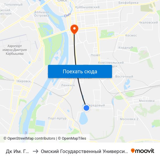 Дк Им. Гуртьева to Омский Государственный Университет Путей Сообщения map