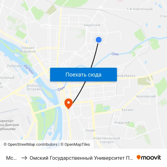 Мсч-11 to Омский Государственный Университет Путей Сообщения map