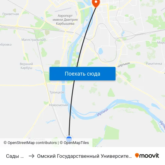 Сады Лилия to Омский Государственный Университет Путей Сообщения map