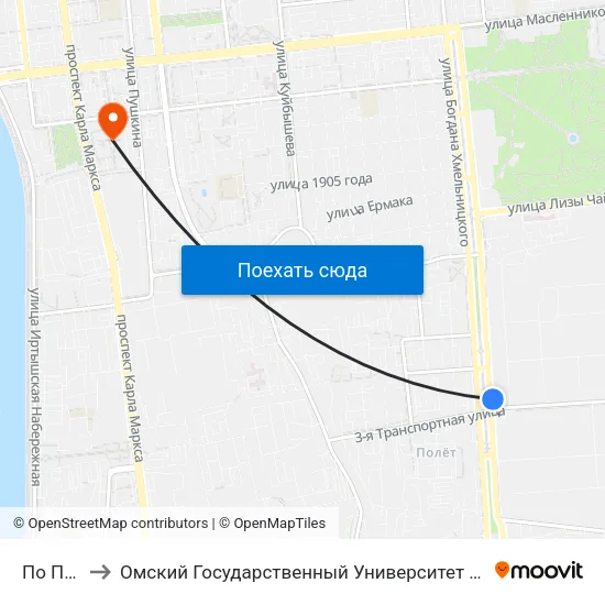 По Полет to Омский Государственный Университет Путей Сообщения map