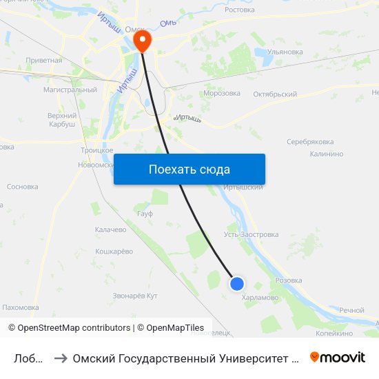 Лобково to Омский Государственный Университет Путей Сообщения map
