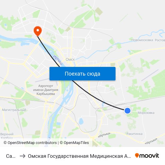 Сады to Омская Государственная Медицинская Академия map