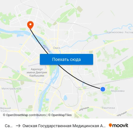 Сады to Омская Государственная Медицинская Академия map