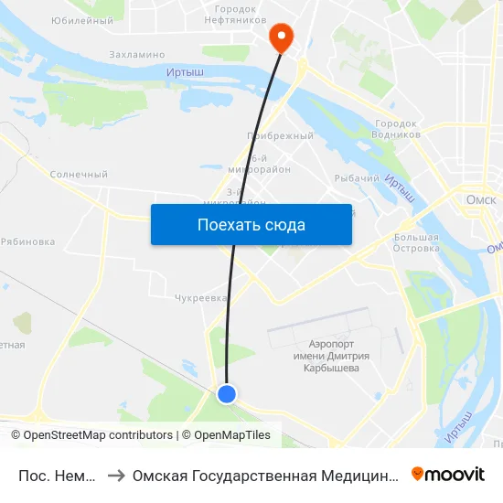 Пос. Немецкий to Омская Государственная Медицинская Академия map