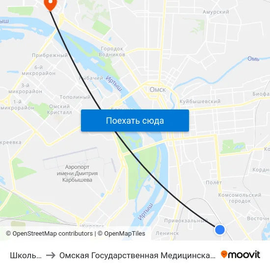 Школьная to Омская Государственная Медицинская Академия map