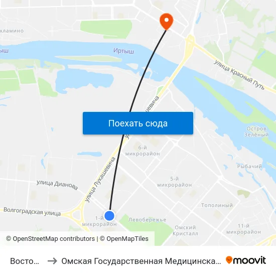 Восточная to Омская Государственная Медицинская Академия map