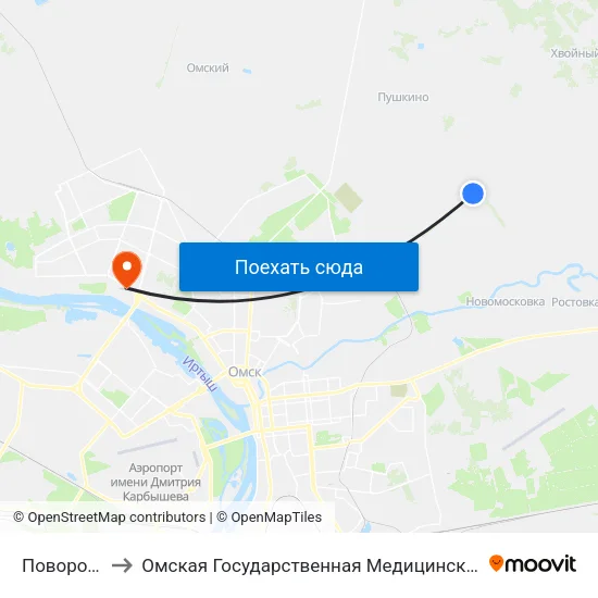Поворотная to Омская Государственная Медицинская Академия map