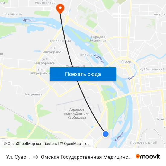 Ул. Суворова to Омская Государственная Медицинская Академия map