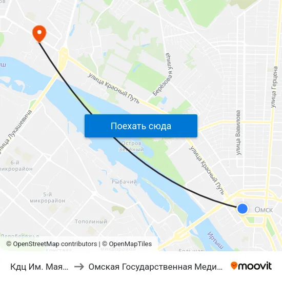 Кдц Им. Маяковского to Омская Государственная Медицинская Академия map