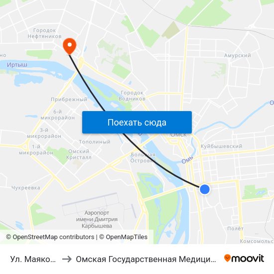 Ул. Маяковского to Омская Государственная Медицинская Академия map