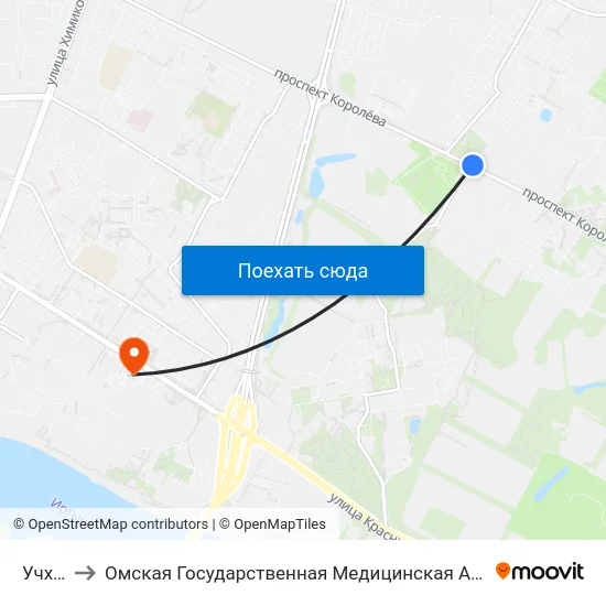 Учхоз to Омская Государственная Медицинская Академия map
