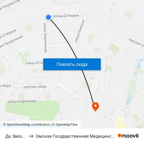 Дк Звездный to Омская Государственная Медицинская Академия map