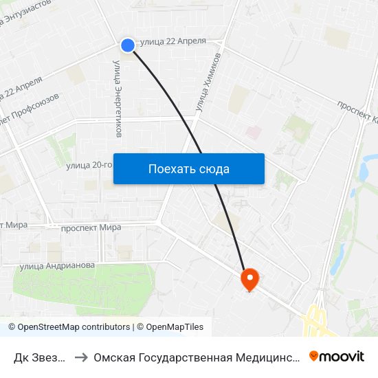 Дк Звездный to Омская Государственная Медицинская Академия map