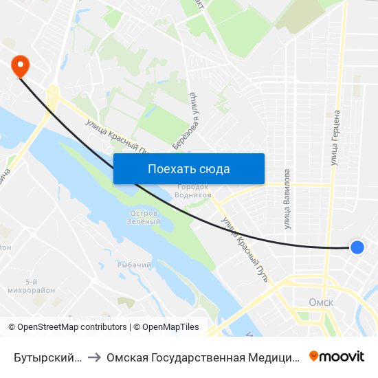 Бутырский Базар to Омская Государственная Медицинская Академия map