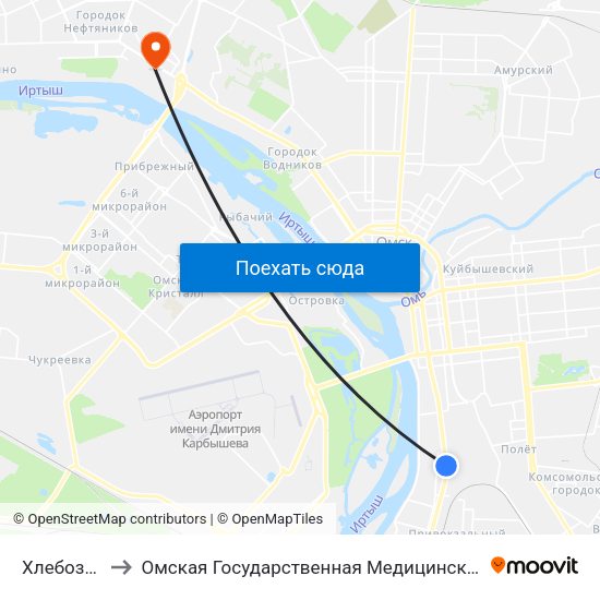 Хлебозавод to Омская Государственная Медицинская Академия map