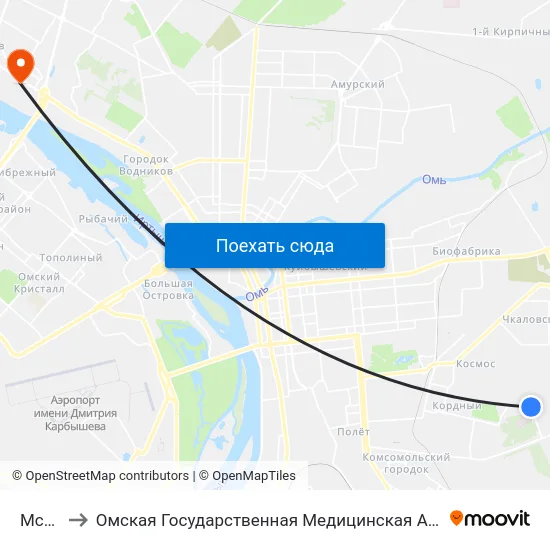 Мсч-9 to Омская Государственная Медицинская Академия map