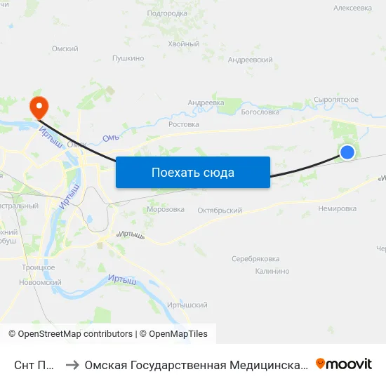 Снт Полёт to Омская Государственная Медицинская Академия map