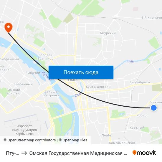 Пту-43 to Омская Государственная Медицинская Академия map