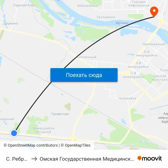 С. Ребровка to Омская Государственная Медицинская Академия map