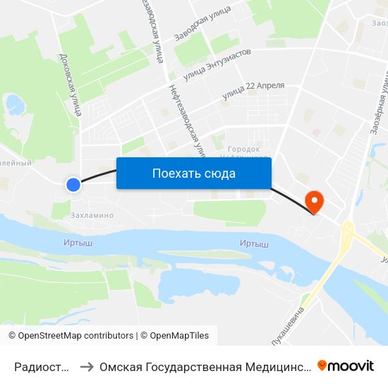 Радиостанция to Омская Государственная Медицинская Академия map