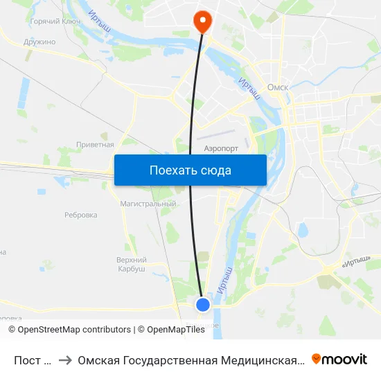 Пост Гаи to Омская Государственная Медицинская Академия map