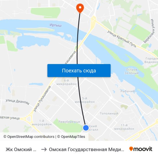Жк Омский Кристалл to Омская Государственная Медицинская Академия map