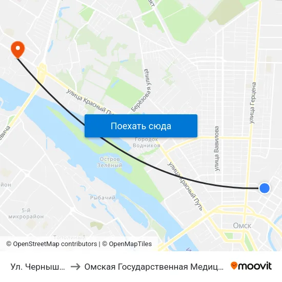 Ул. Чернышевского to Омская Государственная Медицинская Академия map