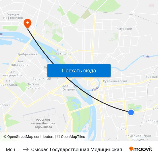 Мсч №1 to Омская Государственная Медицинская Академия map