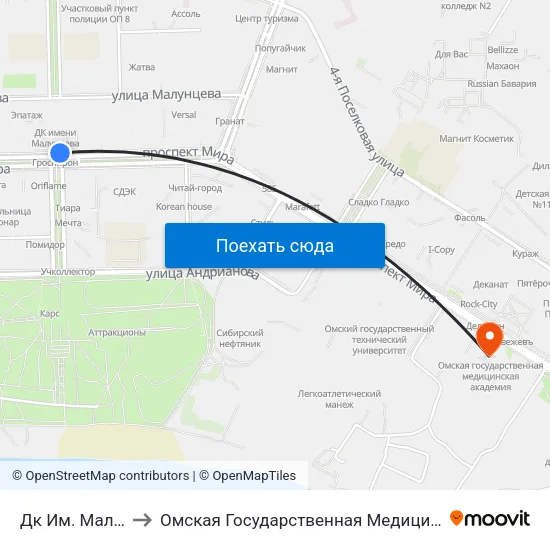 Дк Им. Малунцева to Омская Государственная Медицинская Академия map