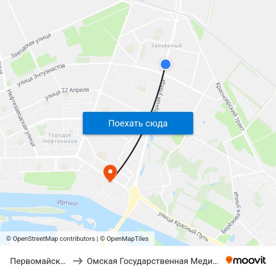Первомайский Рынок to Омская Государственная Медицинская Академия map