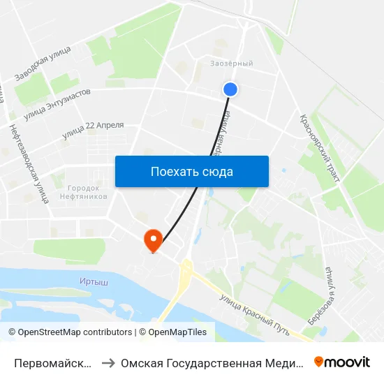 Первомайский Рынок to Омская Государственная Медицинская Академия map