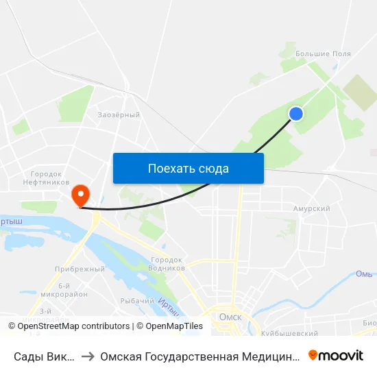 Сады Виктория to Омская Государственная Медицинская Академия map