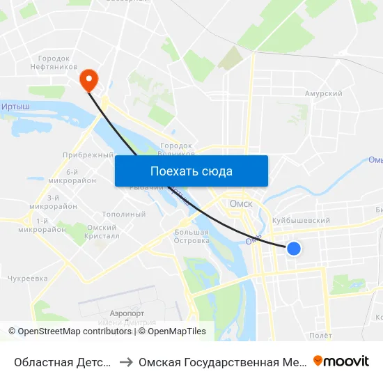 Областная Детская Больница to Омская Государственная Медицинская Академия map