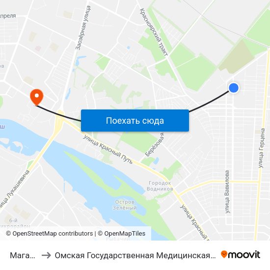 Магазин to Омская Государственная Медицинская Академия map