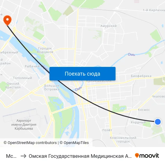 Мсч-9 to Омская Государственная Медицинская Академия map