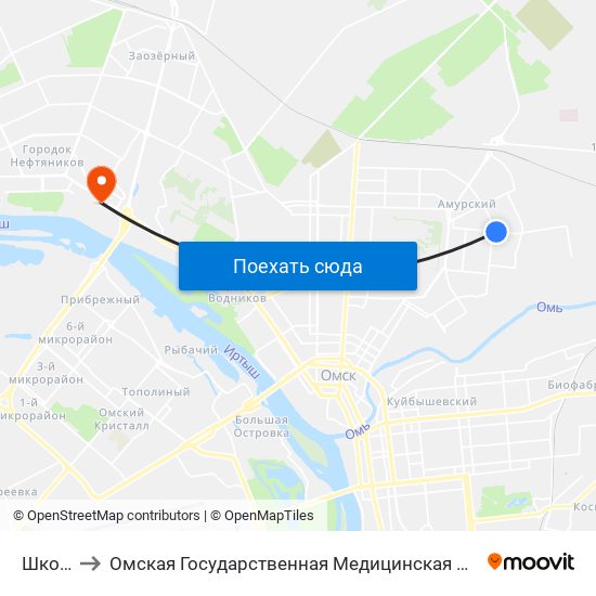 Школа to Омская Государственная Медицинская Академия map