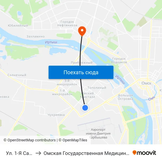 Ул. 1-Я Садовая to Омская Государственная Медицинская Академия map
