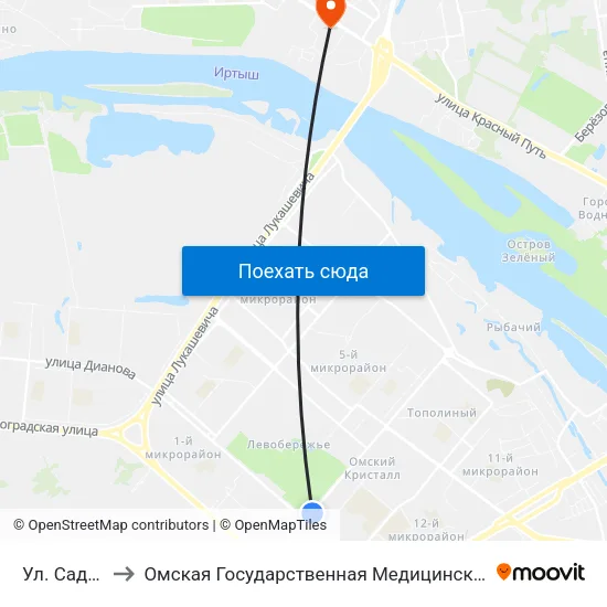 Ул. Садовая to Омская Государственная Медицинская Академия map