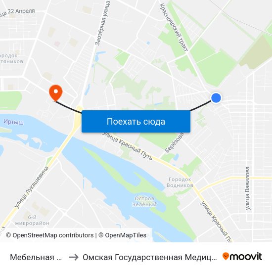Мебельная Фабрика to Омская Государственная Медицинская Академия map
